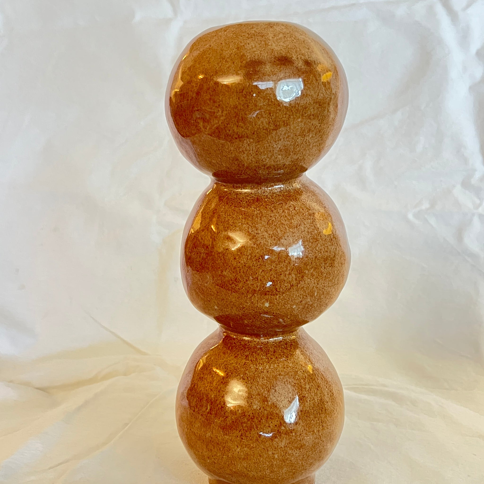 Handcrafted Triple Sphere Ceramic Vase – Earthy Glazed Finish