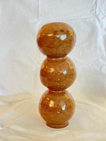 Handcrafted Triple Sphere Ceramic Vase – Earthy Glazed Finish