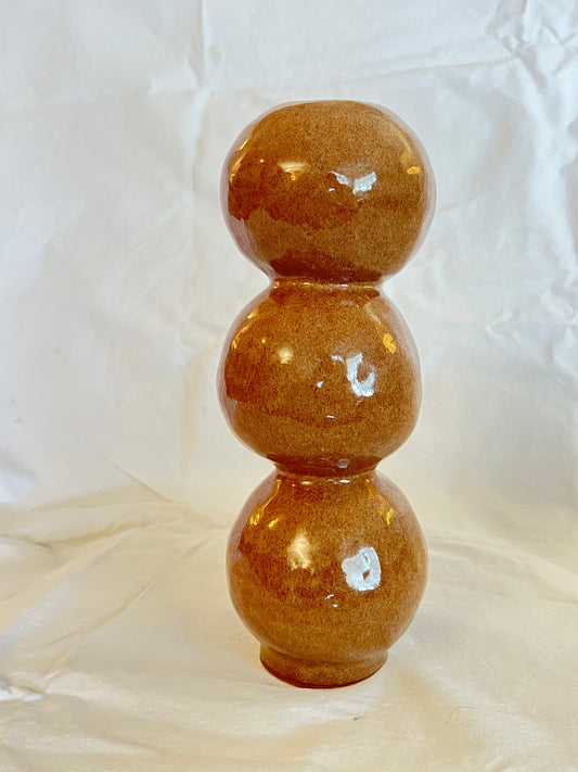 Handcrafted Triple Sphere Ceramic Vase – Earthy Glazed Finish